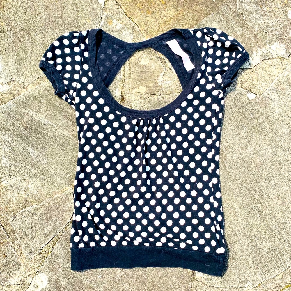 VINTAGE ZARA Polka Dot Backless Shirt Top